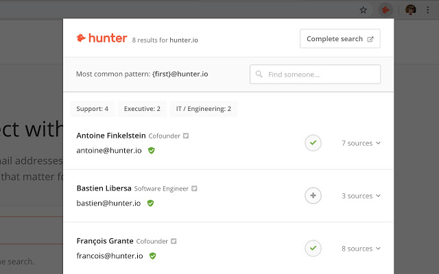 Hunter tool SEO Browser Extensions 
